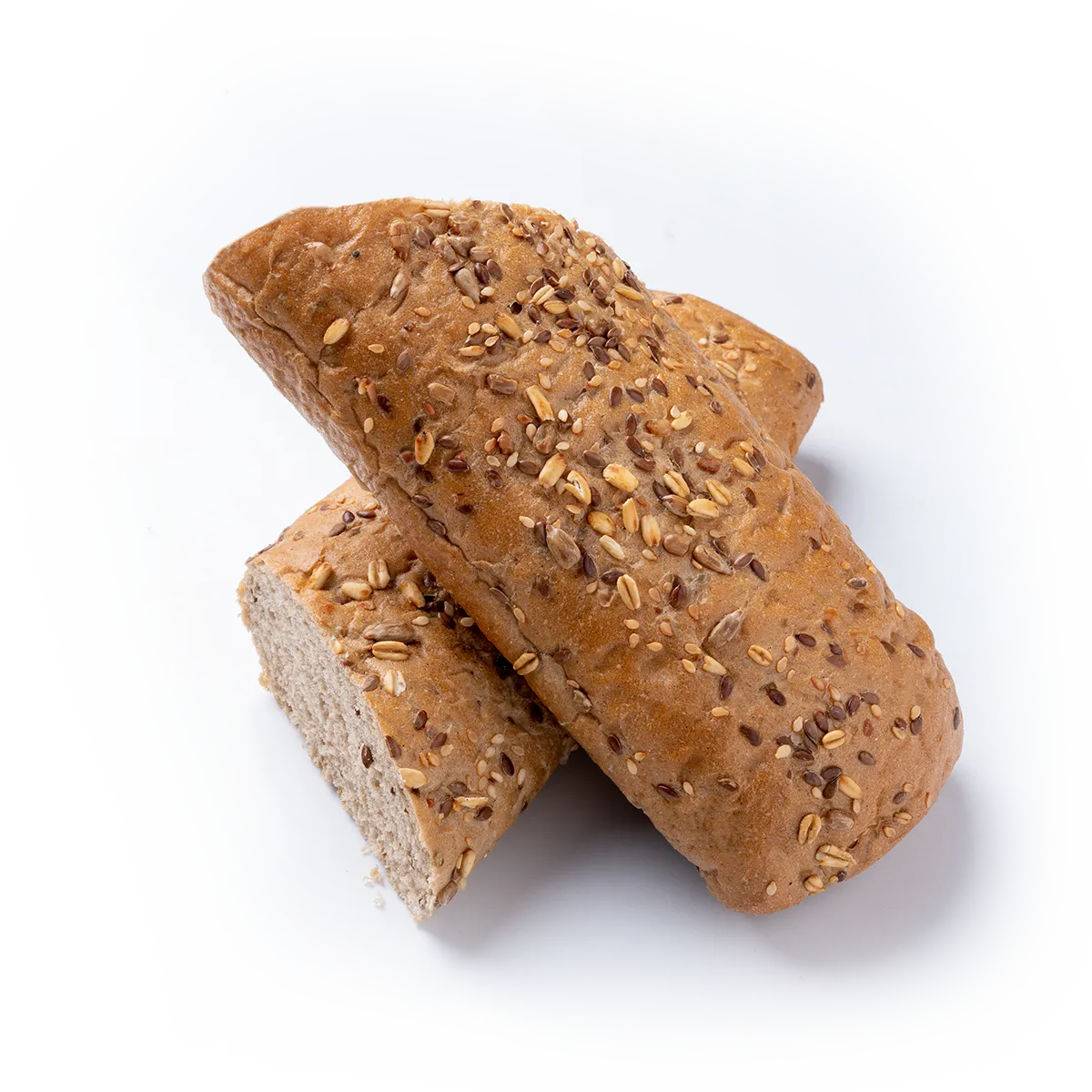 Körnerbaguette auf weißen Hintergrund